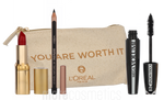 L'Oreal I Am Worth It Red Set Mascara 9ml/Black pencil 1.2ml/Satin Lipstick Red Passion 297 4.8 gr
